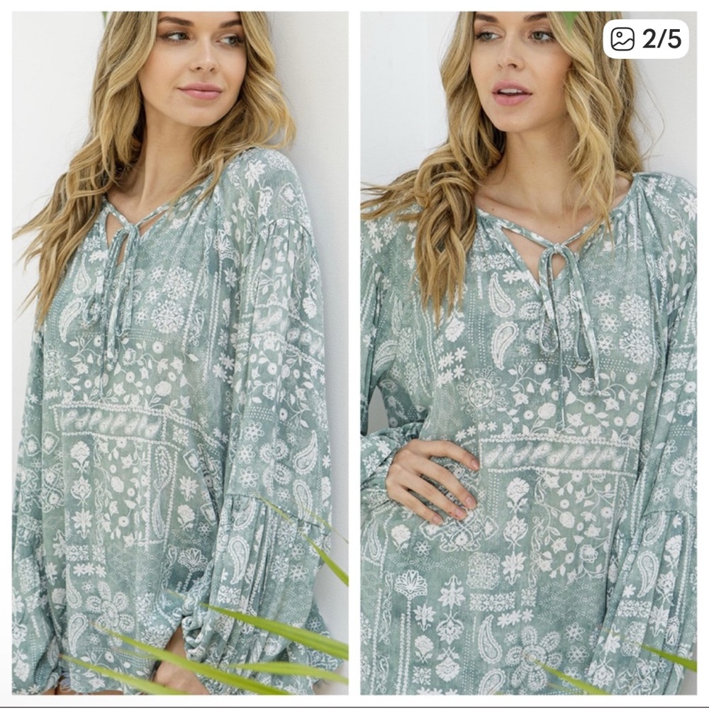 #25 Bohemian Paisley Woven Stylish Tunic Top